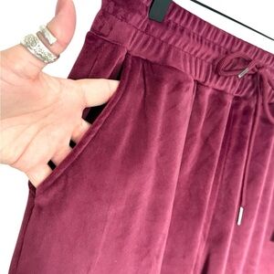 NWT Nicole Miller Sport Burgundy Velvet Joggers